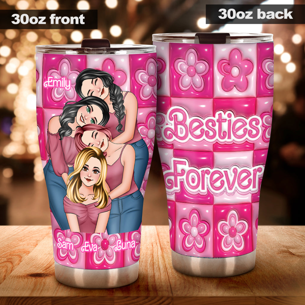 Personalized Best Friends Tumbler Pink Floral Design Gift