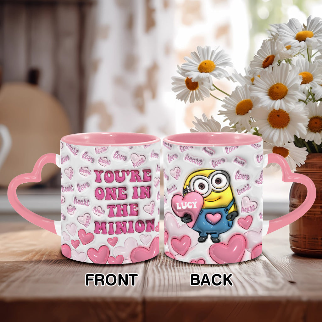 Personalized Heart Handle Mug Minion Design Custom Name Gift for Valentine’s Day