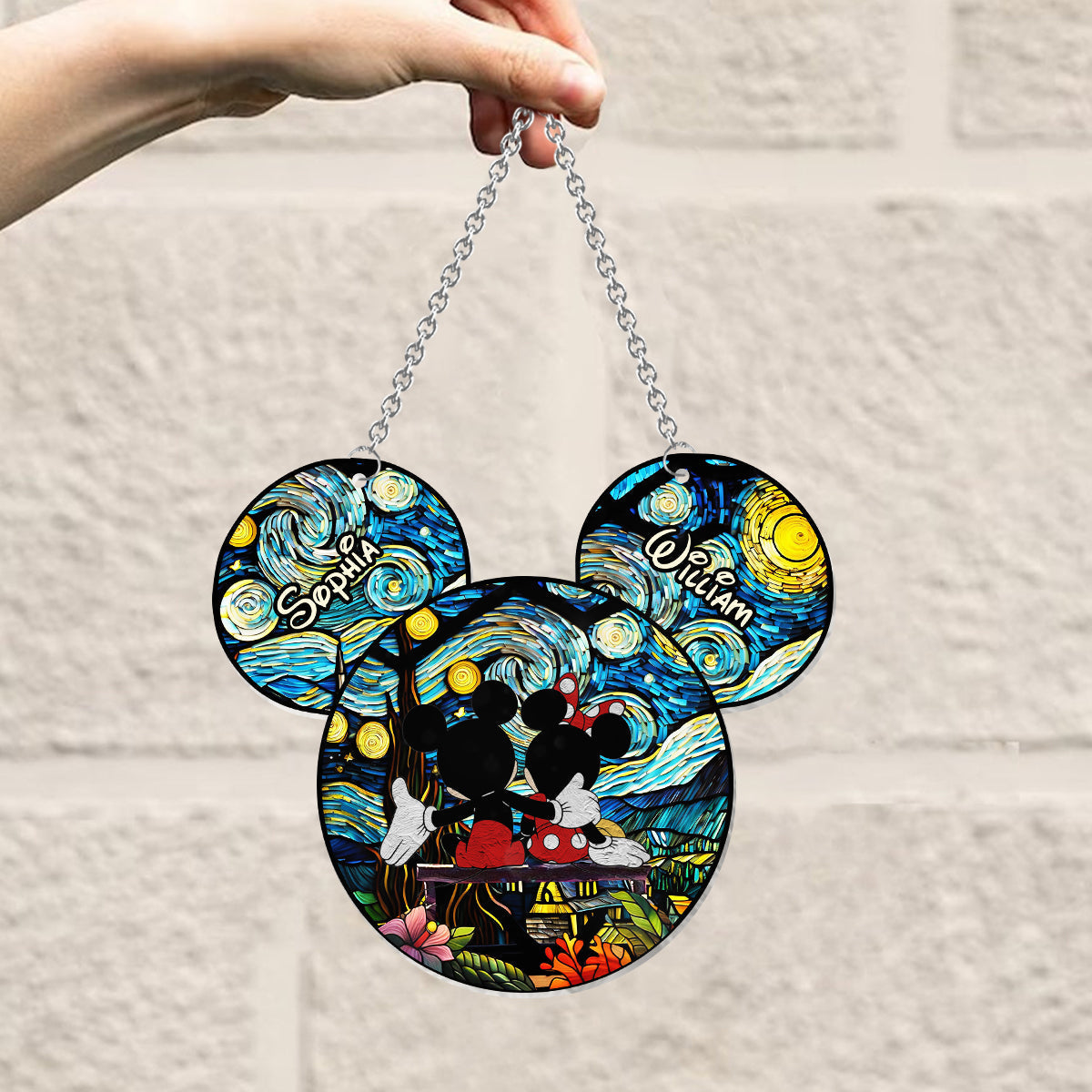 Personalized Mouse Couple Suncatcher Ornament for Animal Lovers