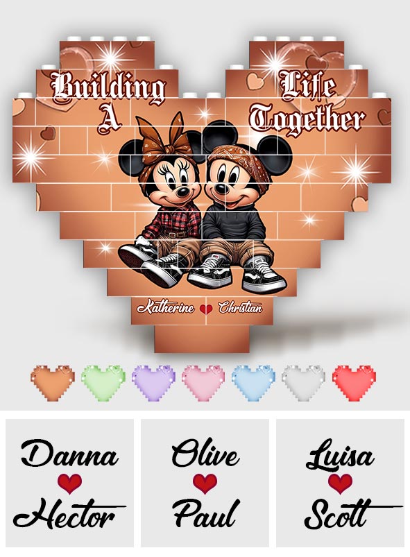 Personalized Heart Building Brick Blocks Custom Couple Gift for Wedding Anniversary