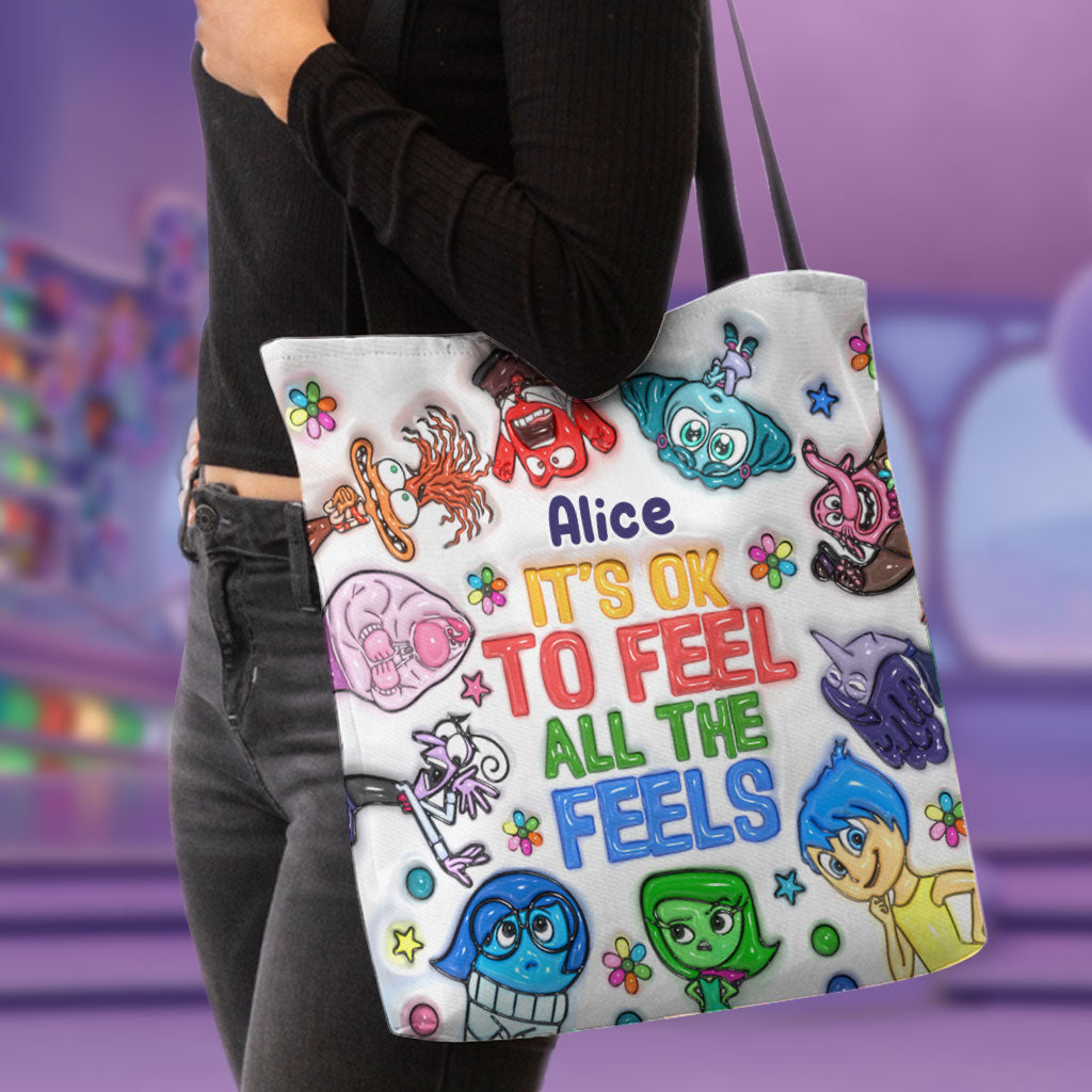 Personalized Tote Bag "It's Ok To Feel All The Feels" Gift for Kids