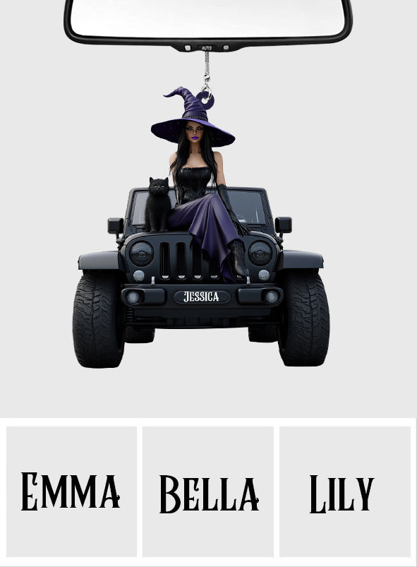 Personalized Witch Car Ornament Custom Name Gift for Halloween
