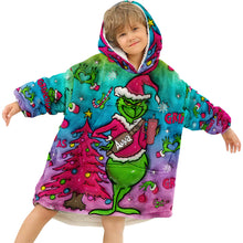 Load image into Gallery viewer, Personalized Grinch Christmas Blanket Hoodie Gift for Kids
