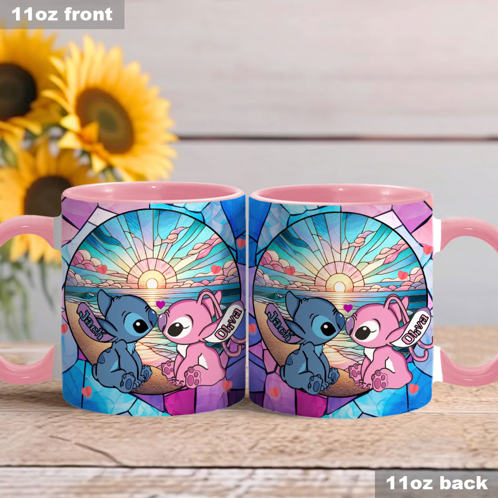 Personalized Ohana Accent Mug with Sunrise Beach Design Gift for Couples
