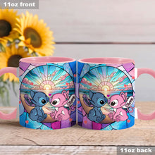 Load image into Gallery viewer, Personalized Ohana Accent Mug with Sunrise Beach Design Gift for Couples

