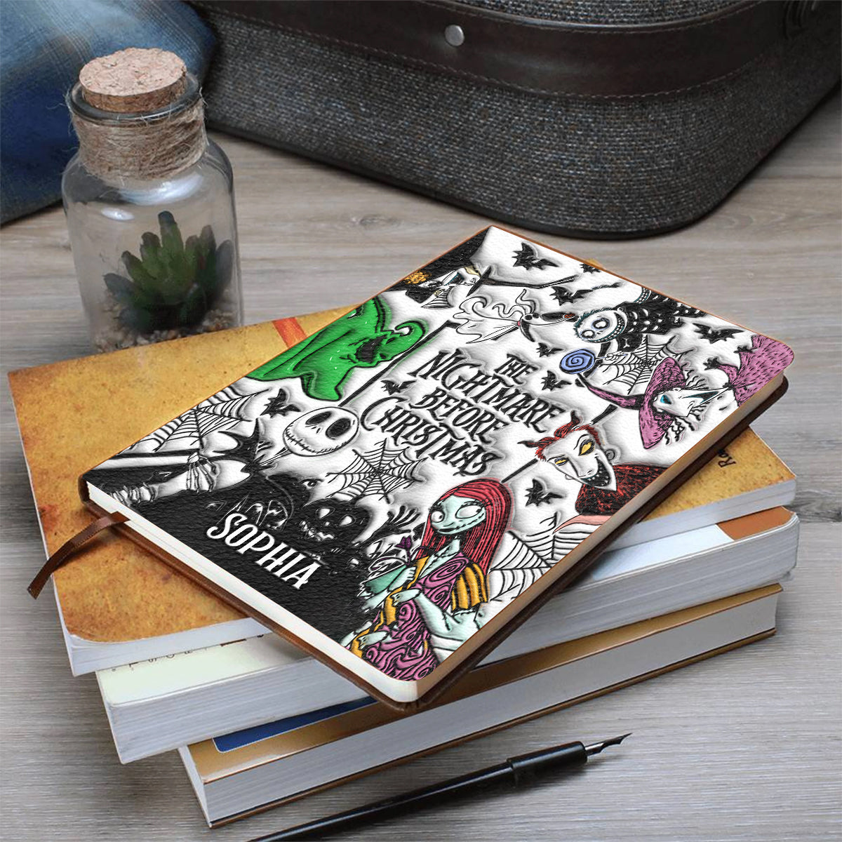 Personalized Nightmare Before Christmas Leather Journal Gift