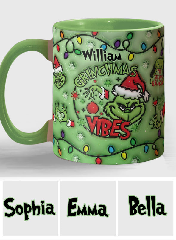 Personalized Grinchmas Vibes Accent Mug Custom Name Gift