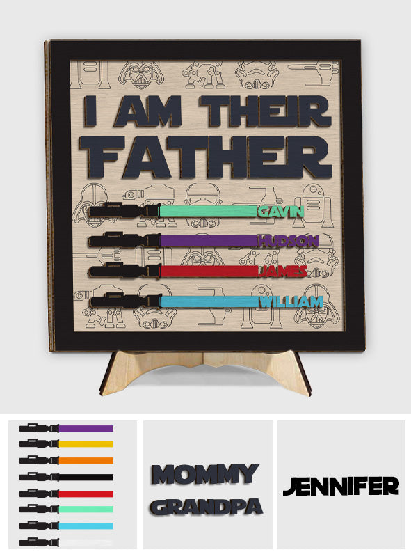 Personalized 2 Layered Wood Plaque I Am Their Father Gift for Dad
