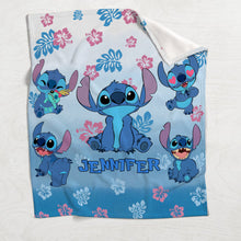 Load image into Gallery viewer, Personalized Blue Gradient Ohana Blanket Custom Name Gift
