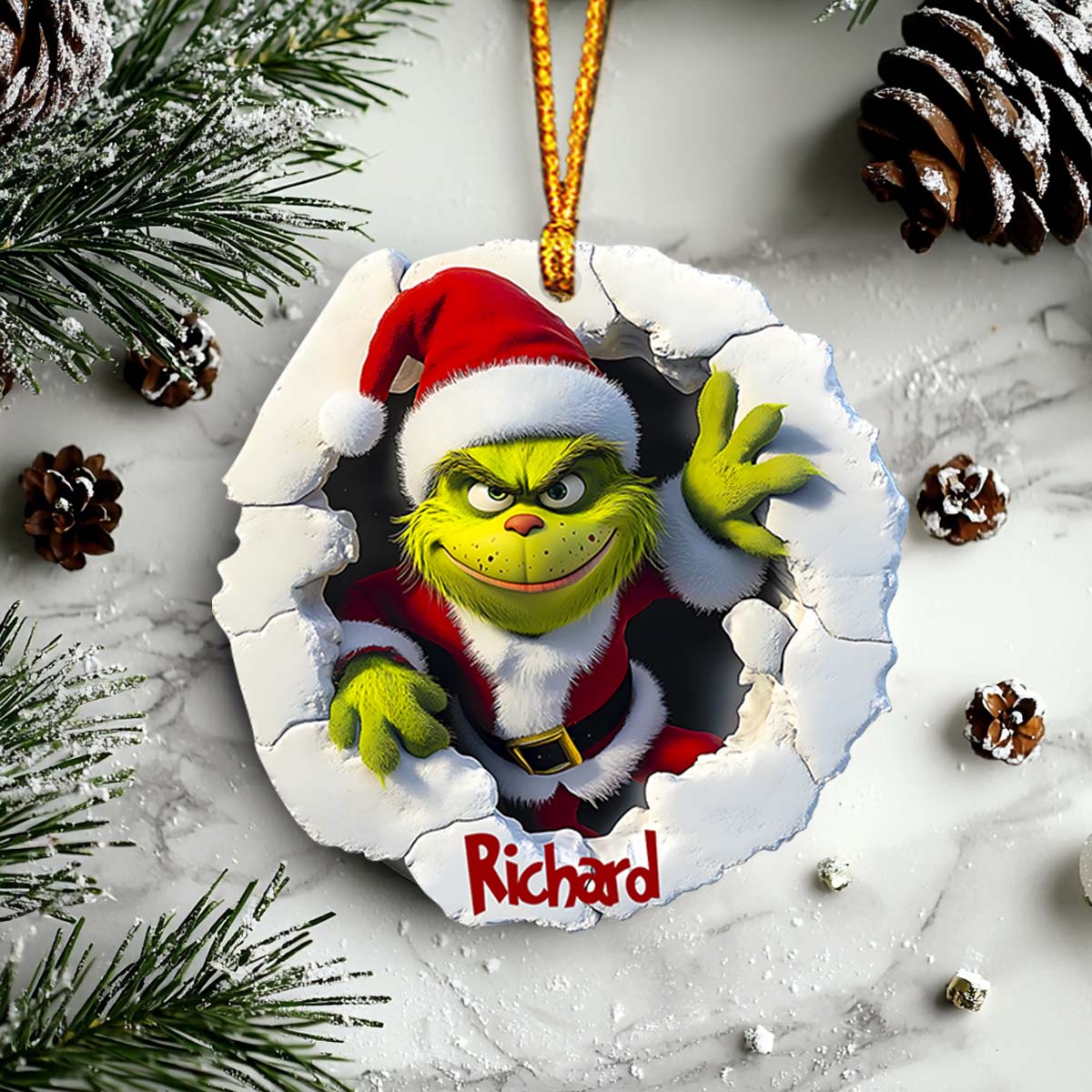 Personalized Grinch Christmas Ornament Custom Name Gift