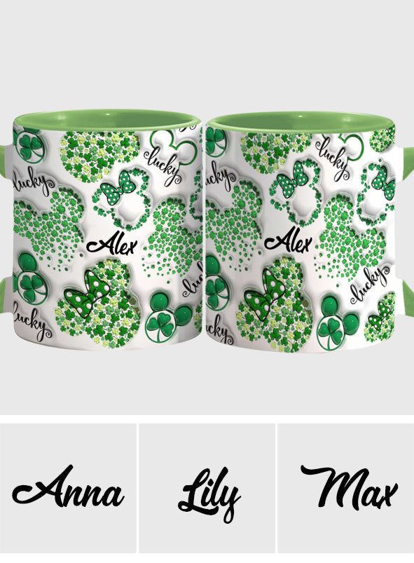 Personalized Shamrock Mouse Ears Accent Mug Gift for St. Patrick's Day