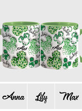 Load image into Gallery viewer, Personalized Shamrock Mouse Ears Accent Mug Gift for St. Patrick's Day
