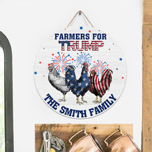 Load image into Gallery viewer, Personalized Round Wood Sign with Family Name &amp; Americana Design
