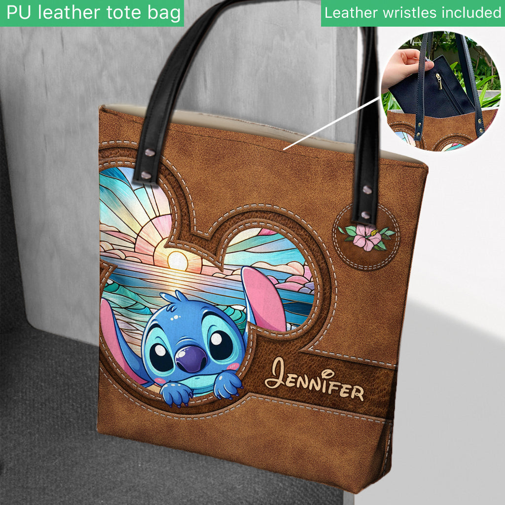Personalized Ohana Tote Bag with Stitch Design for Beach Day