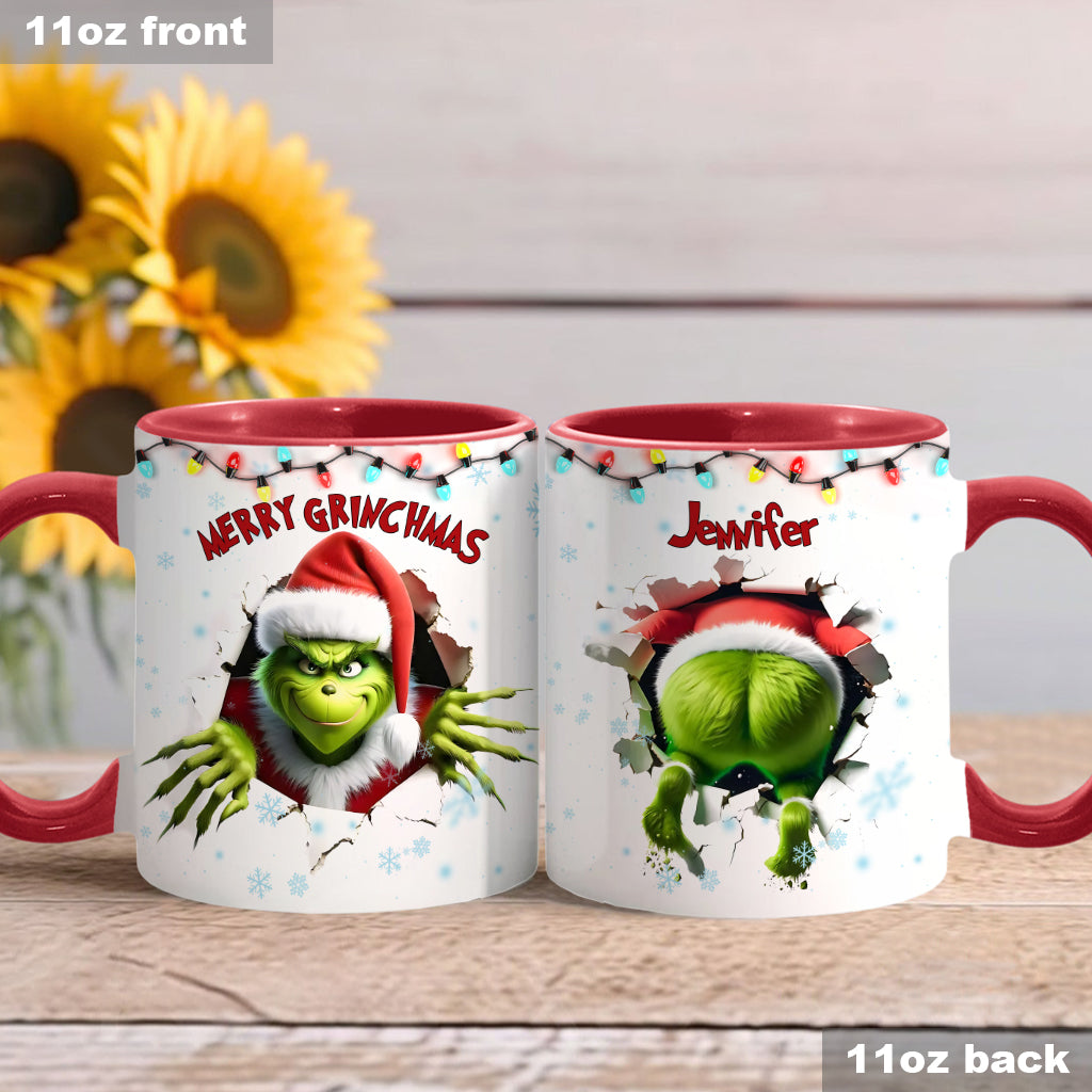 Personalized Merry Grinchmas Accent Mug Custom Name Gift