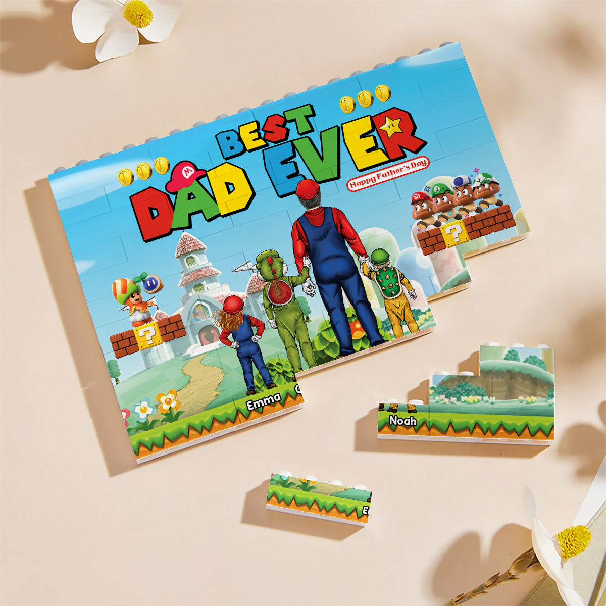 Personalized Best Dad Ever One-Sided Building Brick Block Gift