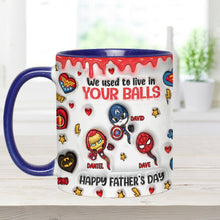 Load image into Gallery viewer, Personalized Superhero Accent Mug Custom Name Gift for Dad
