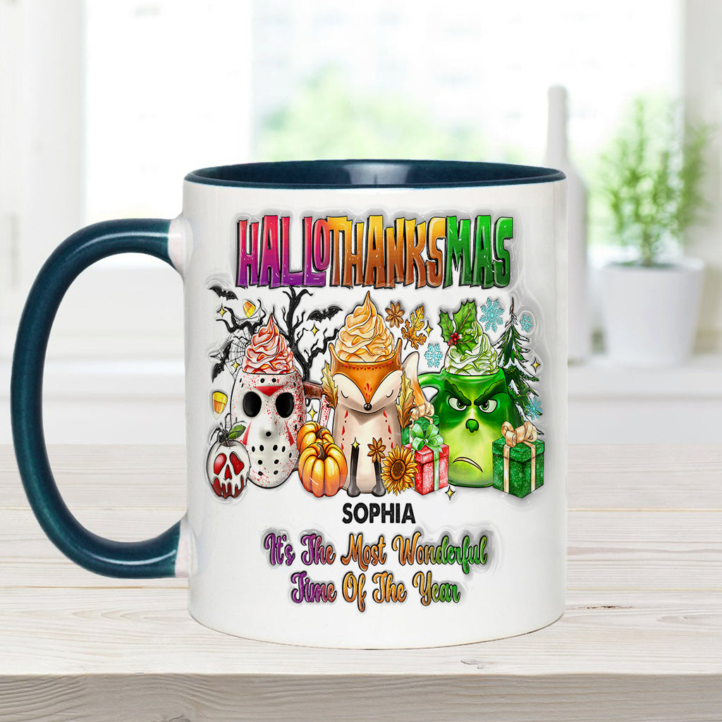 Personalized Hallothanksmas Accent Mug Custom Name Gift