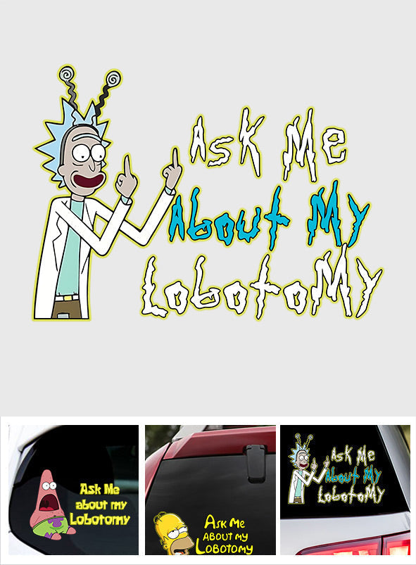 Personalized Science Decal 'Ask Me About My Lobotomy' Custom Design for Car or Laptop