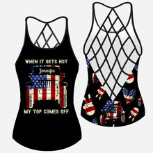 Load image into Gallery viewer, Personalized Cross Tank Top USA Flag Design Custom Name Gift
