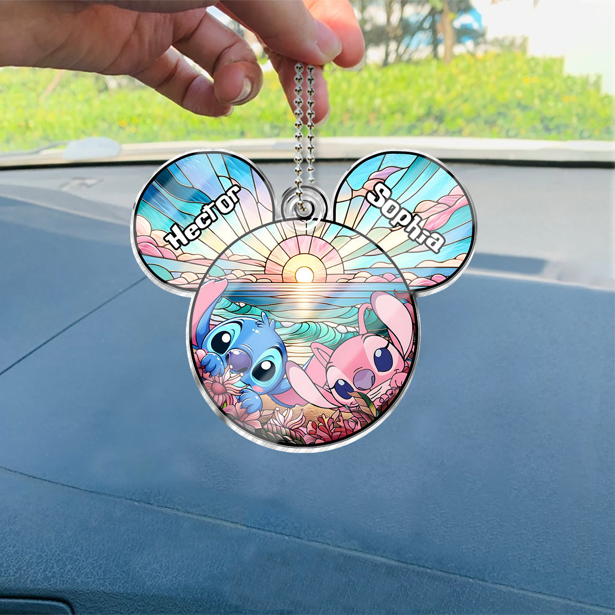 Personalized Ohana Car Ornament Custom Name Gift for Mom/Dad