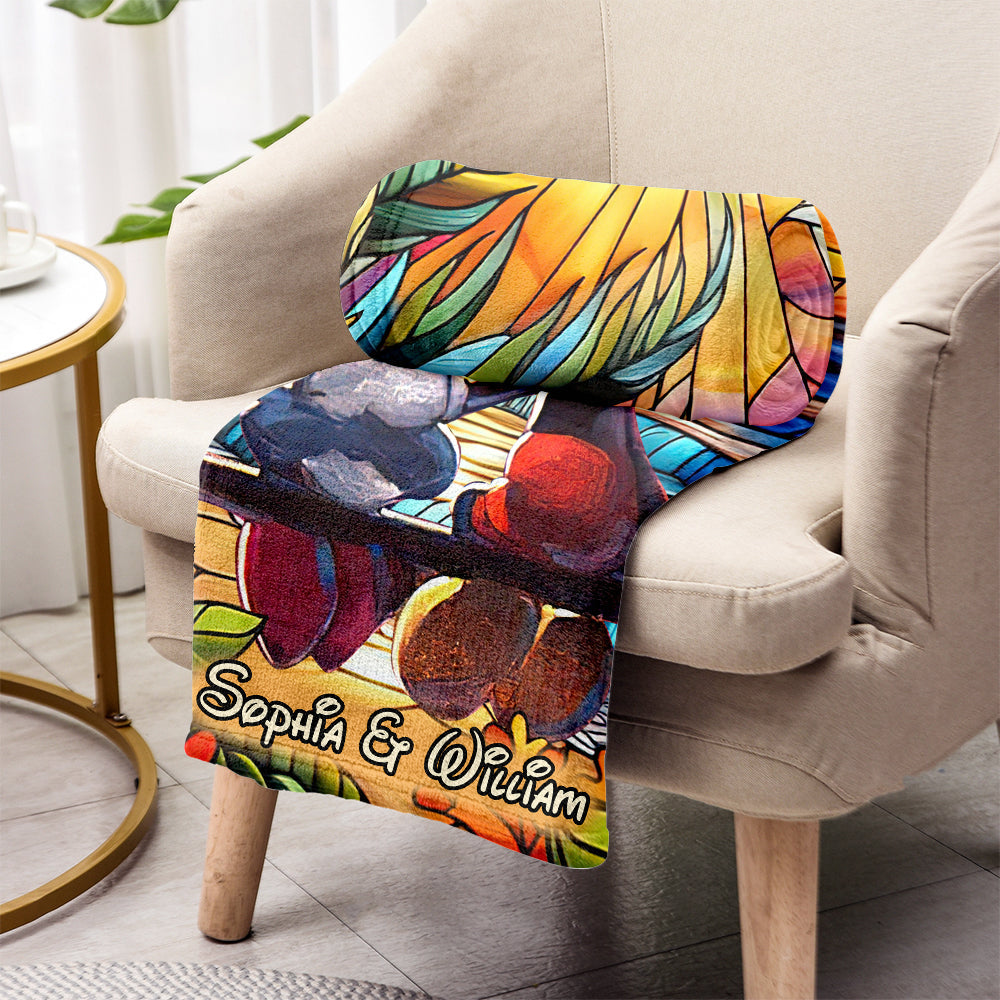 Personalized Romantic Sunset Mouse Blanket Custom Couple Gift