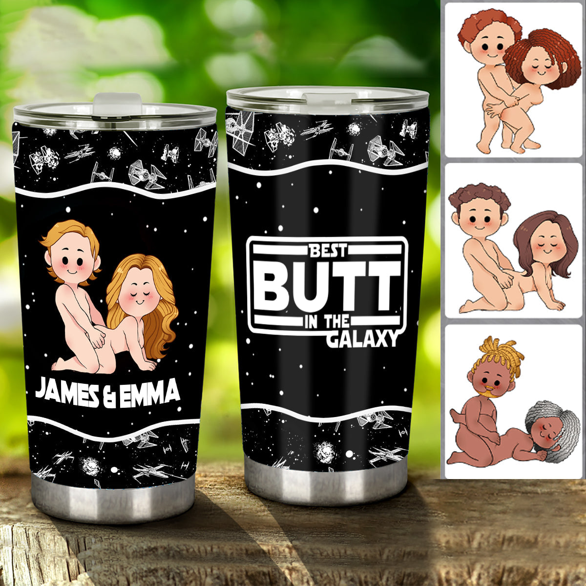 Personalized Best Butt In The Galaxy Tumbler for Couples