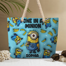Load image into Gallery viewer, Personalized Canvas Beach Bag Custom Minions Design Gift
