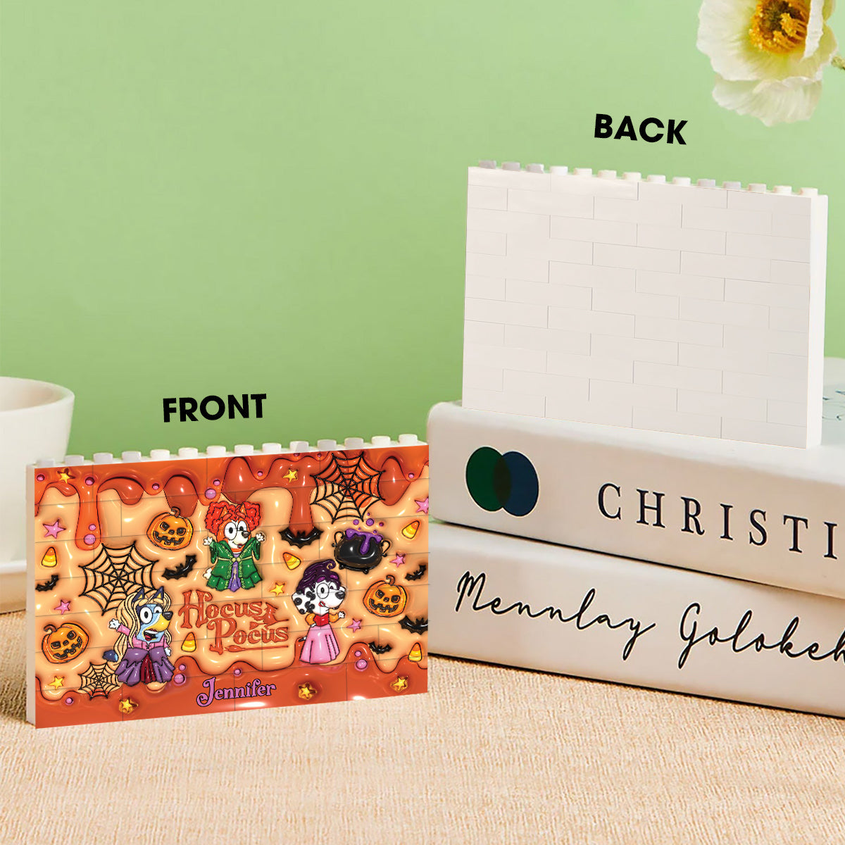 Personalized Halloween Building Brick Block Custom Design Gift