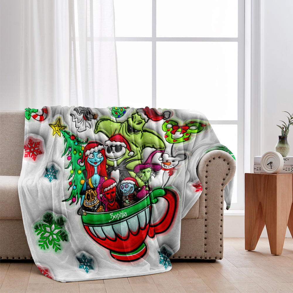 Personalized Nightmare Before Christmas Blanket Gift for Kids
