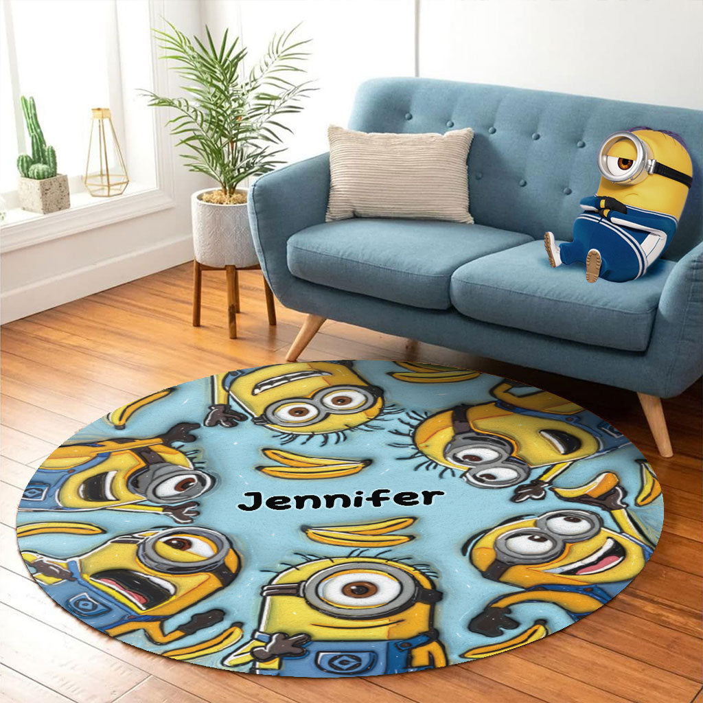 Personalized Minion Round Rug Custom Name Gift for Kids