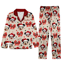 Load image into Gallery viewer, Personalized Cute Mouse Christmas Pajamas Button Down Set

