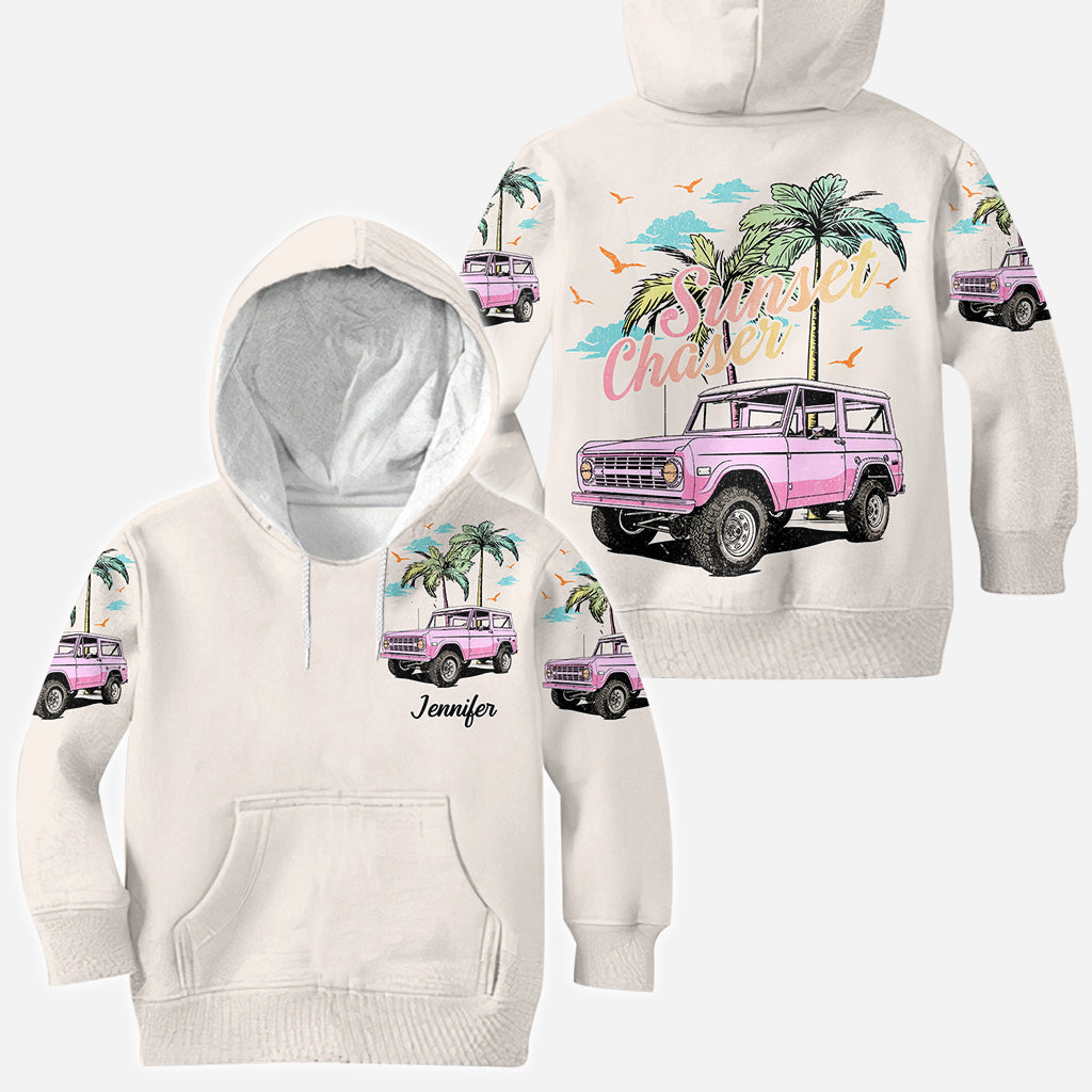Personalized Sunset Chaser All Over Shirt with Custom Name for Beach Lovers