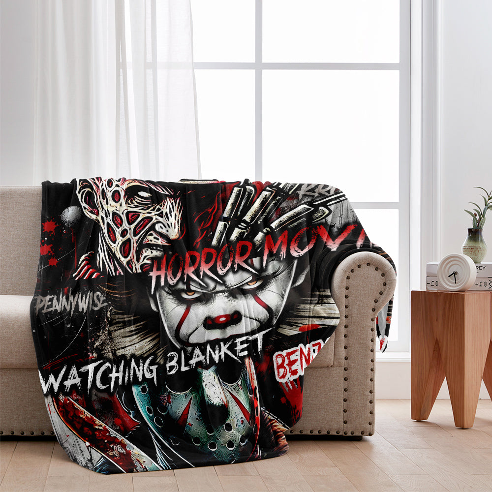 Personalized Horror Movie Watching Blanket Custom Name Gift