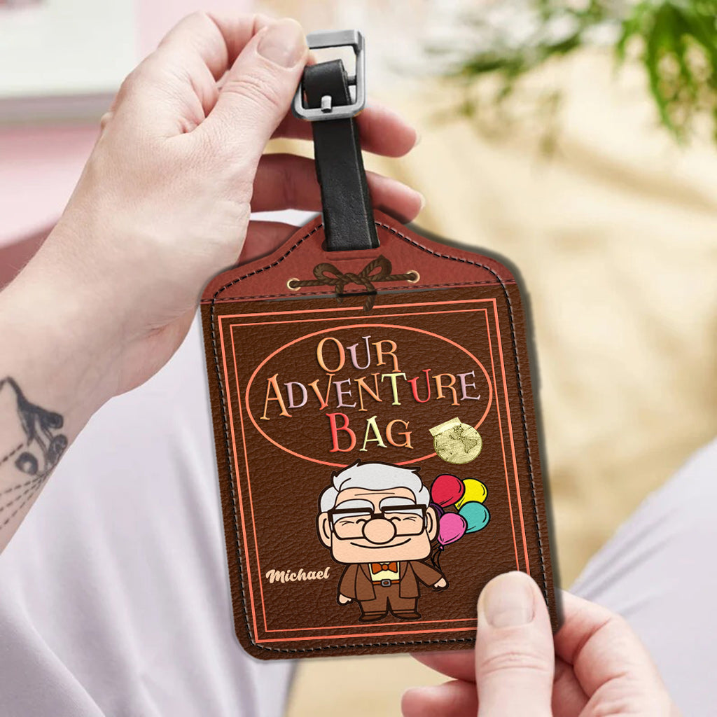 Personalized Leather Luggage Tag Custom Name Adventure Gift