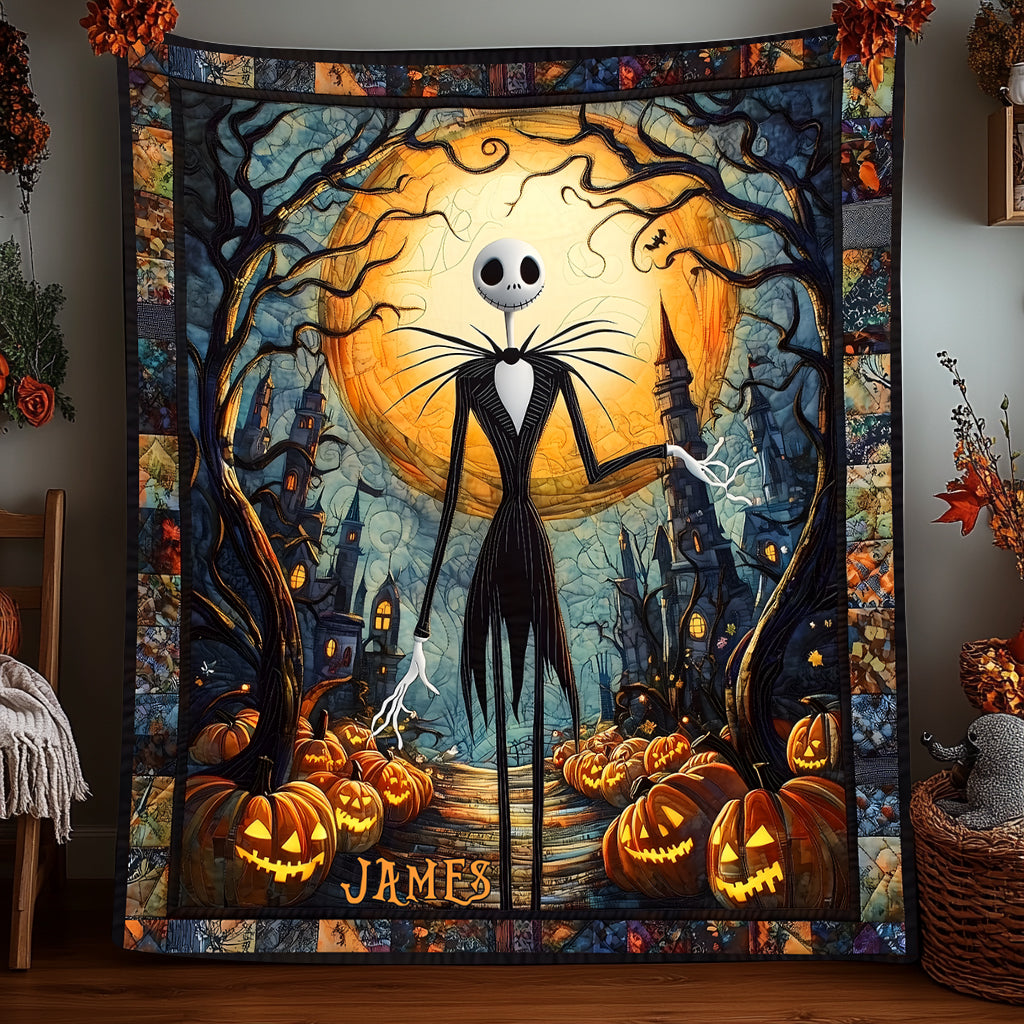 Personalized Nightmare Before Christmas Quilt with Pumpkin King Design