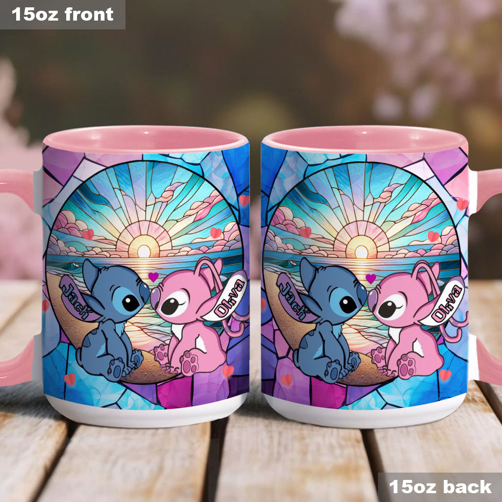 Personalized Ohana Accent Mug with Sunrise Beach Design Gift for Couples