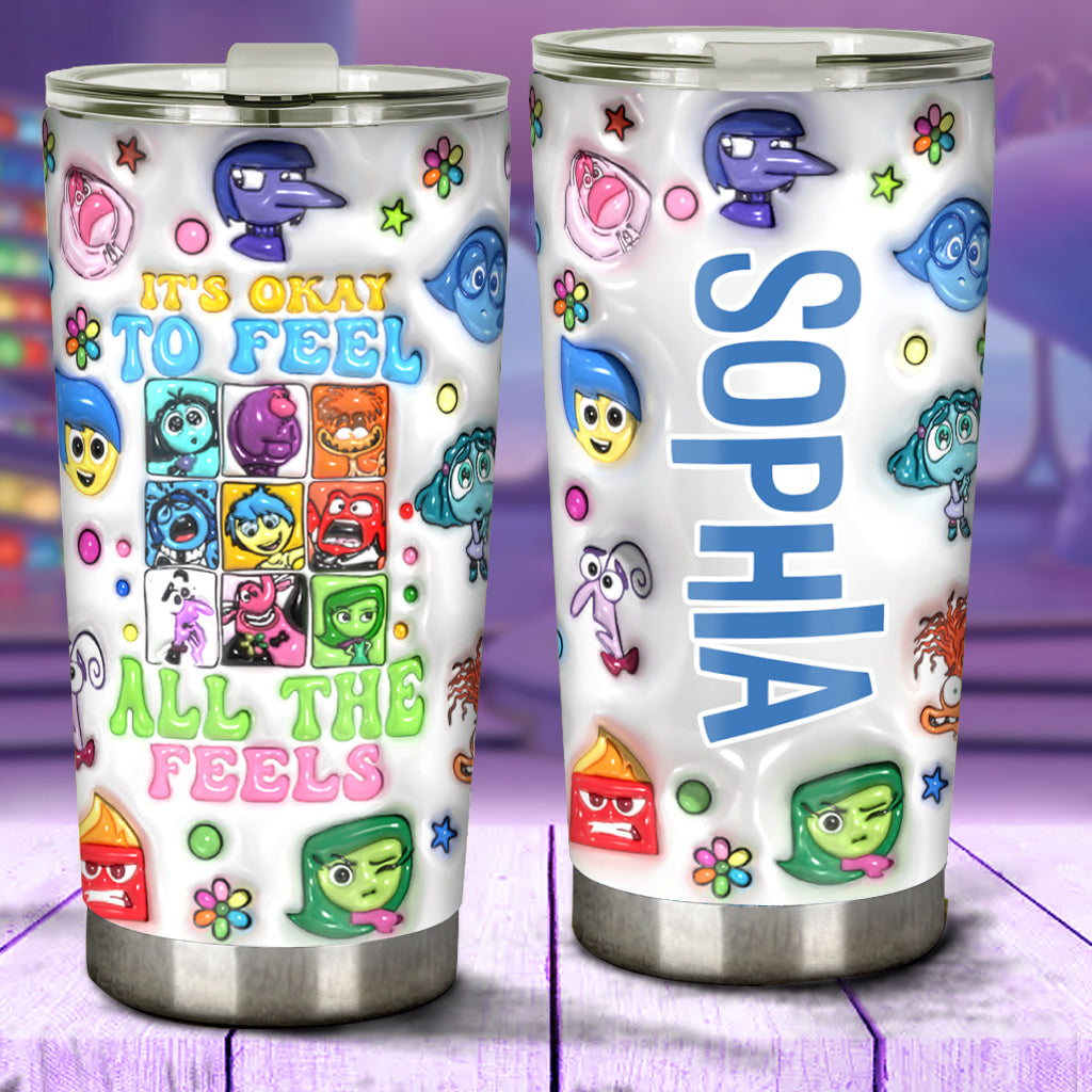 Personalized Tumbler It's Okay To Feel All The Feels Gift for Kids