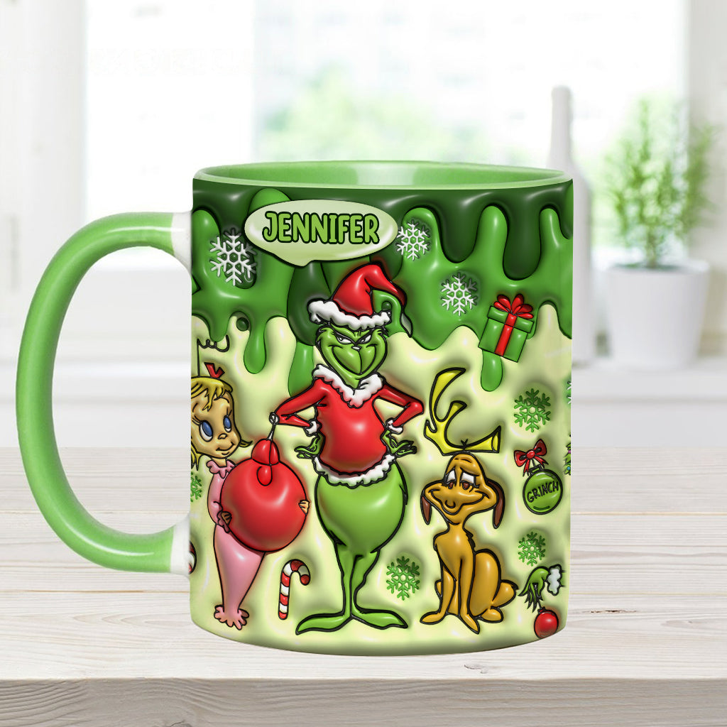 Personalized Grinch Accent Mug & Coaster Custom Name Gift