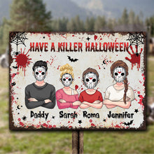 Load image into Gallery viewer, Personalized Halloween Family Metal Sign Custom Name Decor
