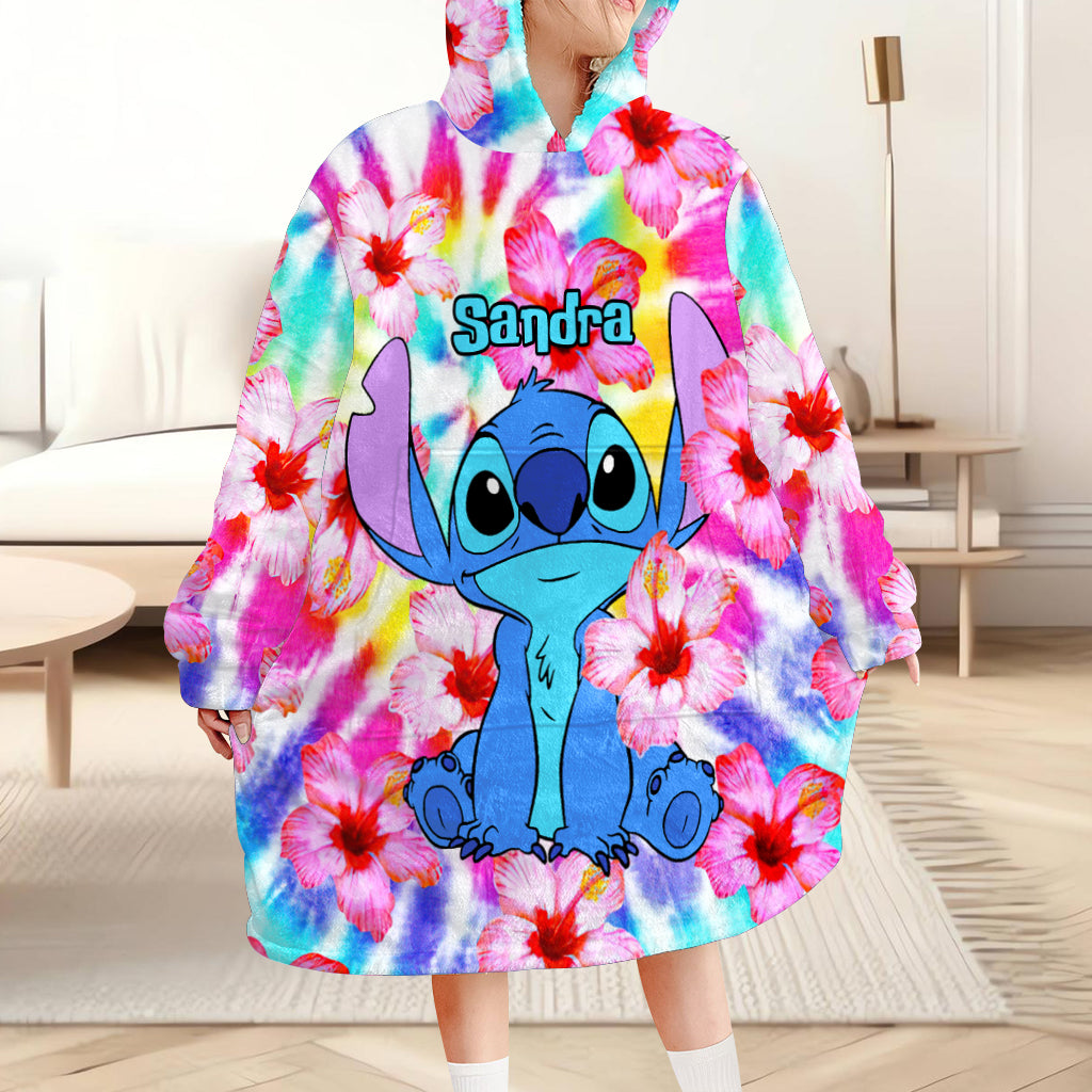 Personalized Tie Dye Blanket Hoodie with Name - Gift for Her
