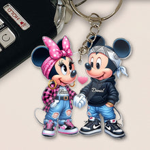 Load image into Gallery viewer, Personalized Mouse Couple Keychain Custom Name Gift for Valentine’s Day
