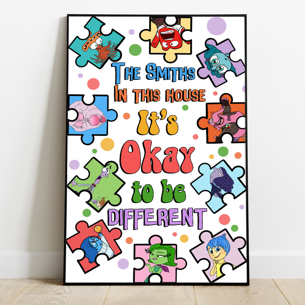 Personalized Puzzle Theme Canvas Print It's Okay to Be Different