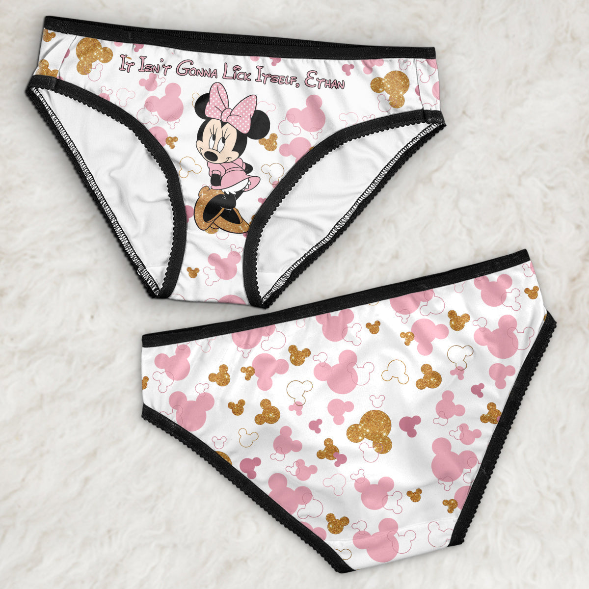 Personalized Women's Briefs with Lace Border and Design