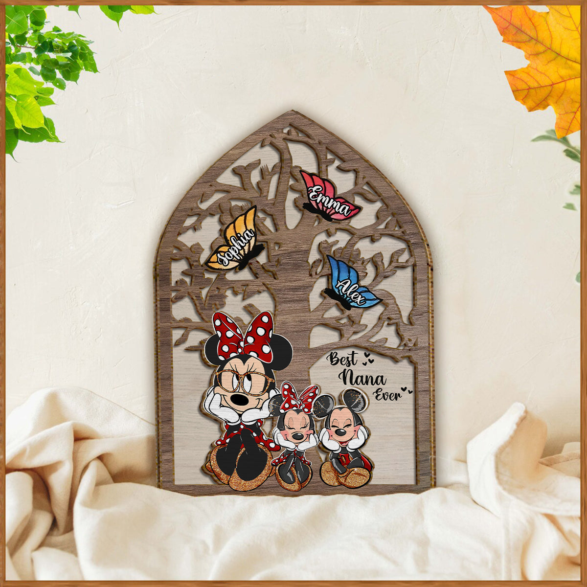 Personalized Best Nana Ever Mouse Ears 2-Layered Wood Sign Gift