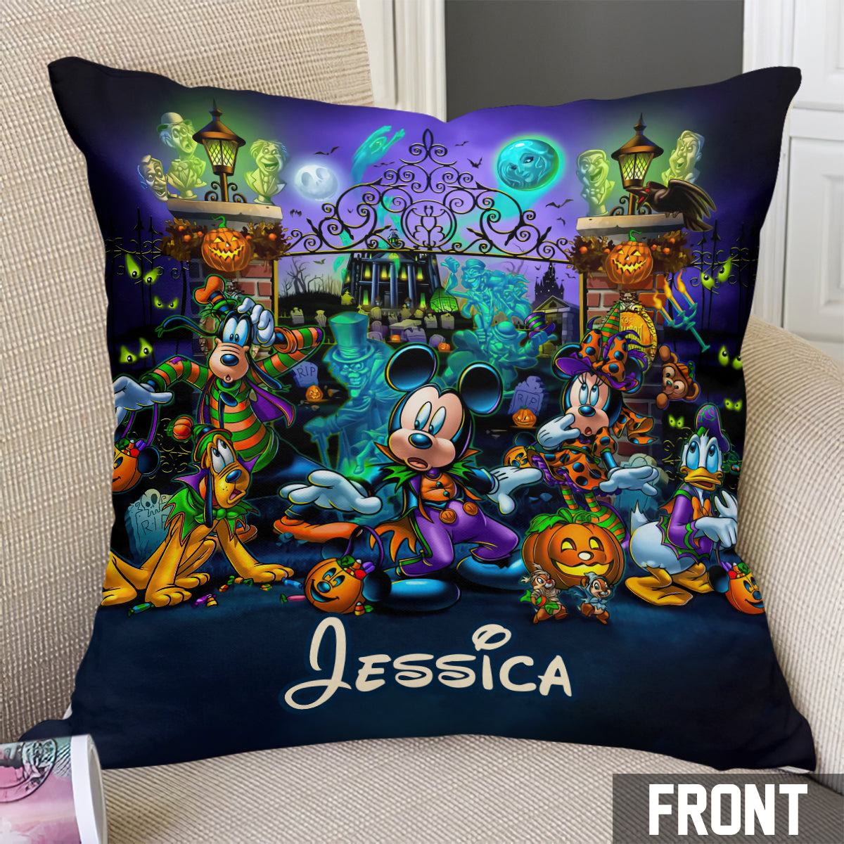 Personalized Halloween Throw Pillow with Custom Name for Kids