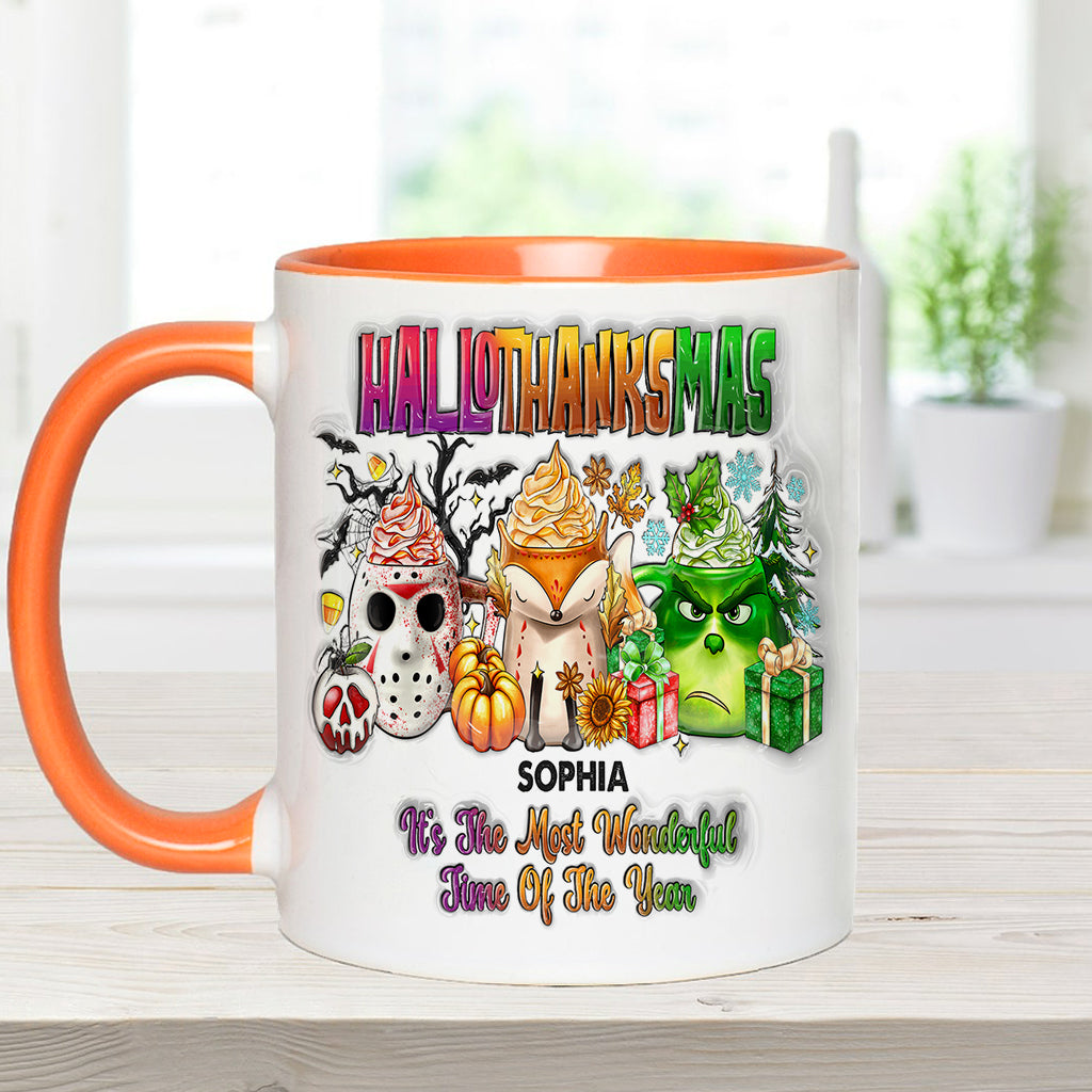 Personalized Hallothanksmas Accent Mug Custom Name Gift