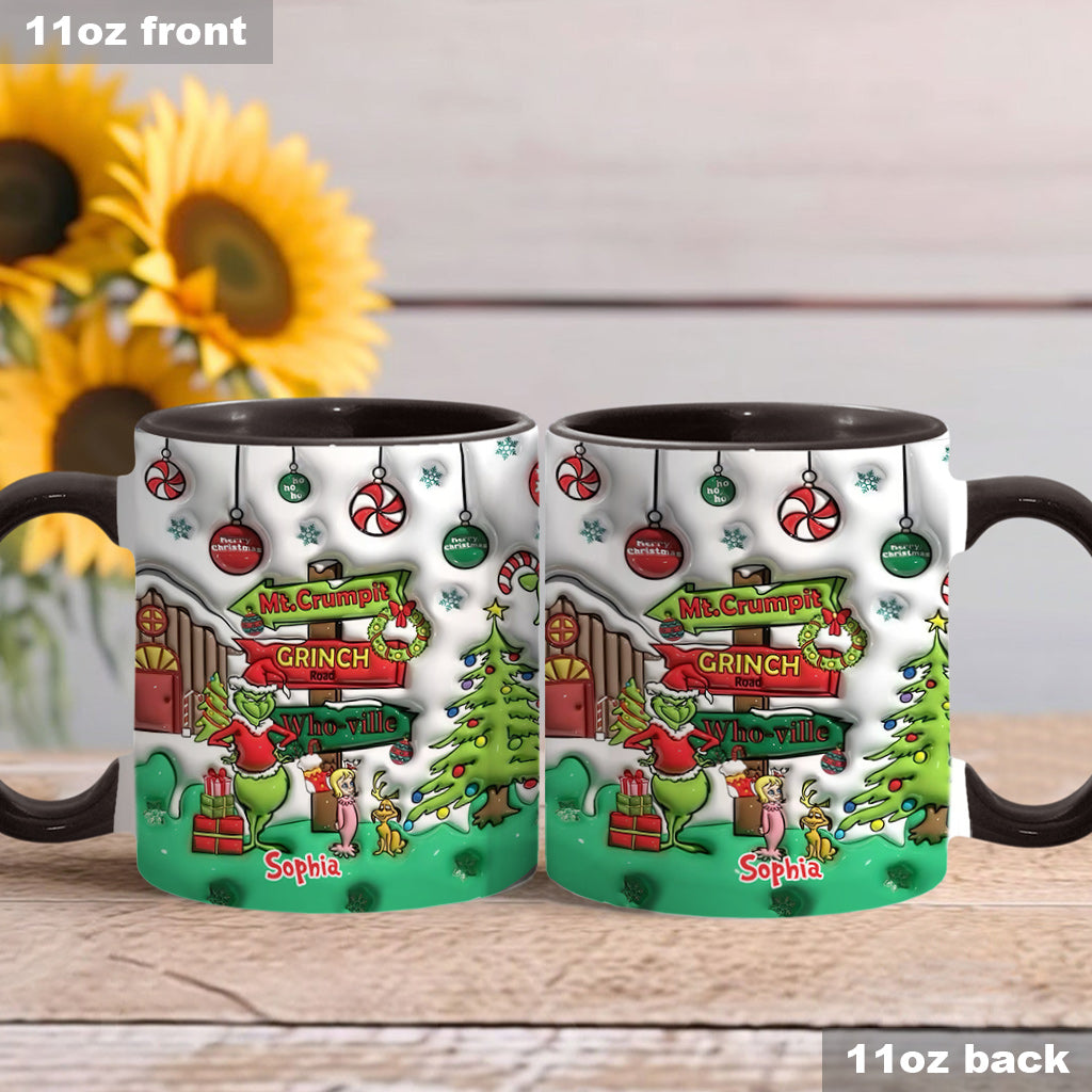 Personalized Christmas Accent Mug Grinch Design Custom Name Gift