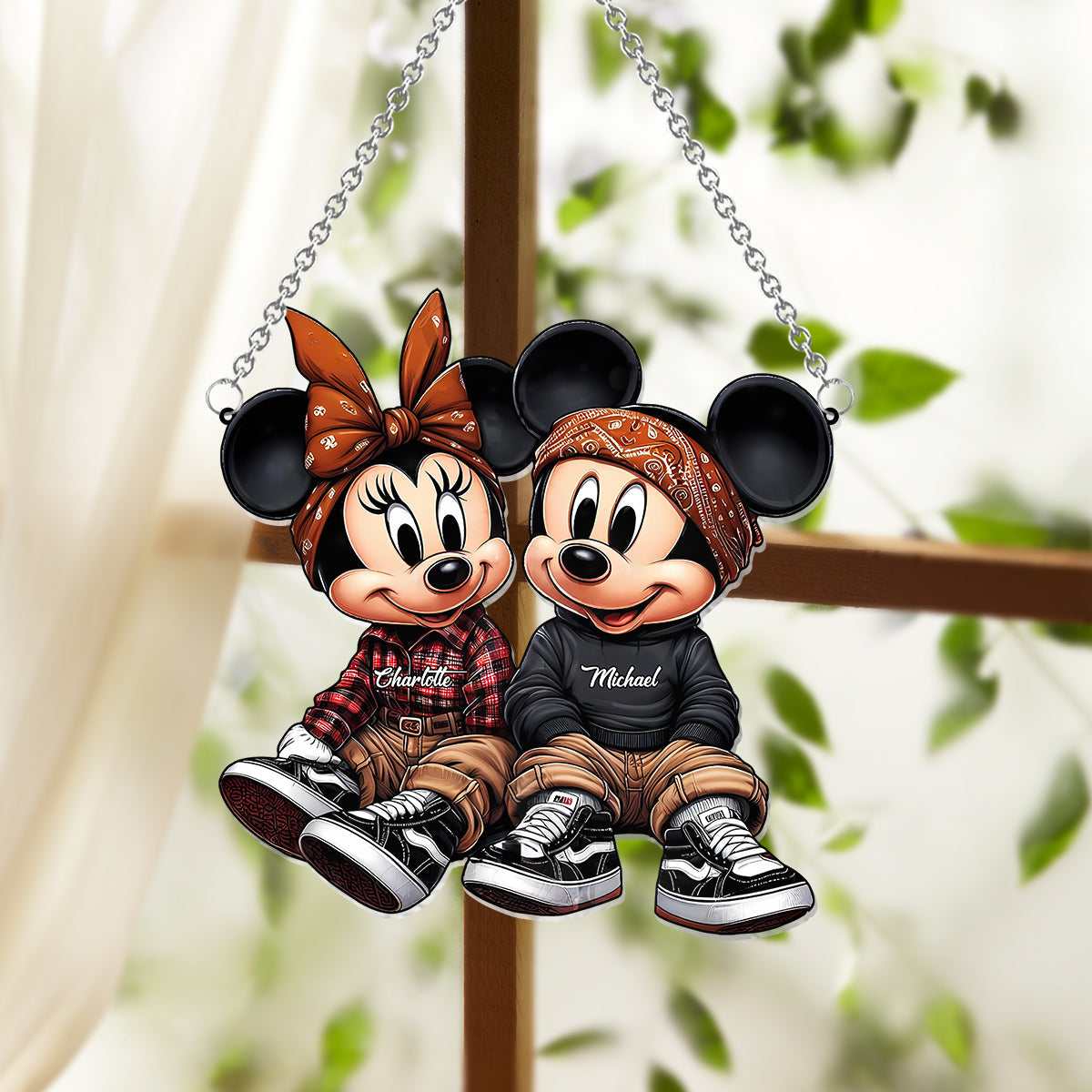 Personalized Mouse Couple Suncatcher Ornament Custom Gift for Couples