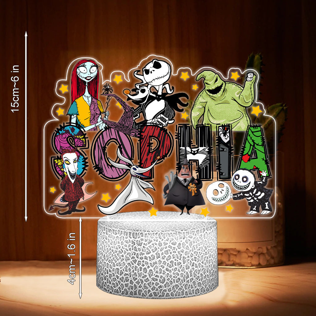 Personalized Nightmare Shaped Plaque Light Base Custom Name Gift for Halloween